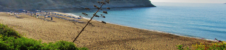 A sea turtle track in the morning on the beach of Ai Chelis