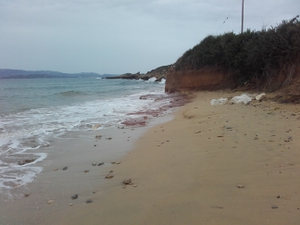 Beach substrate exposed on Megali Ammos