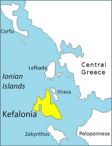 Map of Kefalonia, Greece