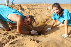 Volunteers performing a nest inventory