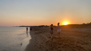 Volunteers walking on Megas Lakkos